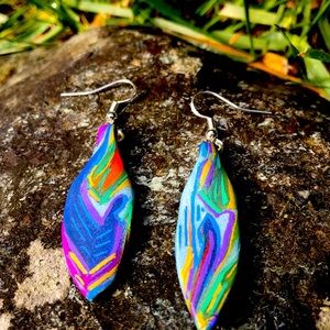 Colorful abstract hand painted earrings